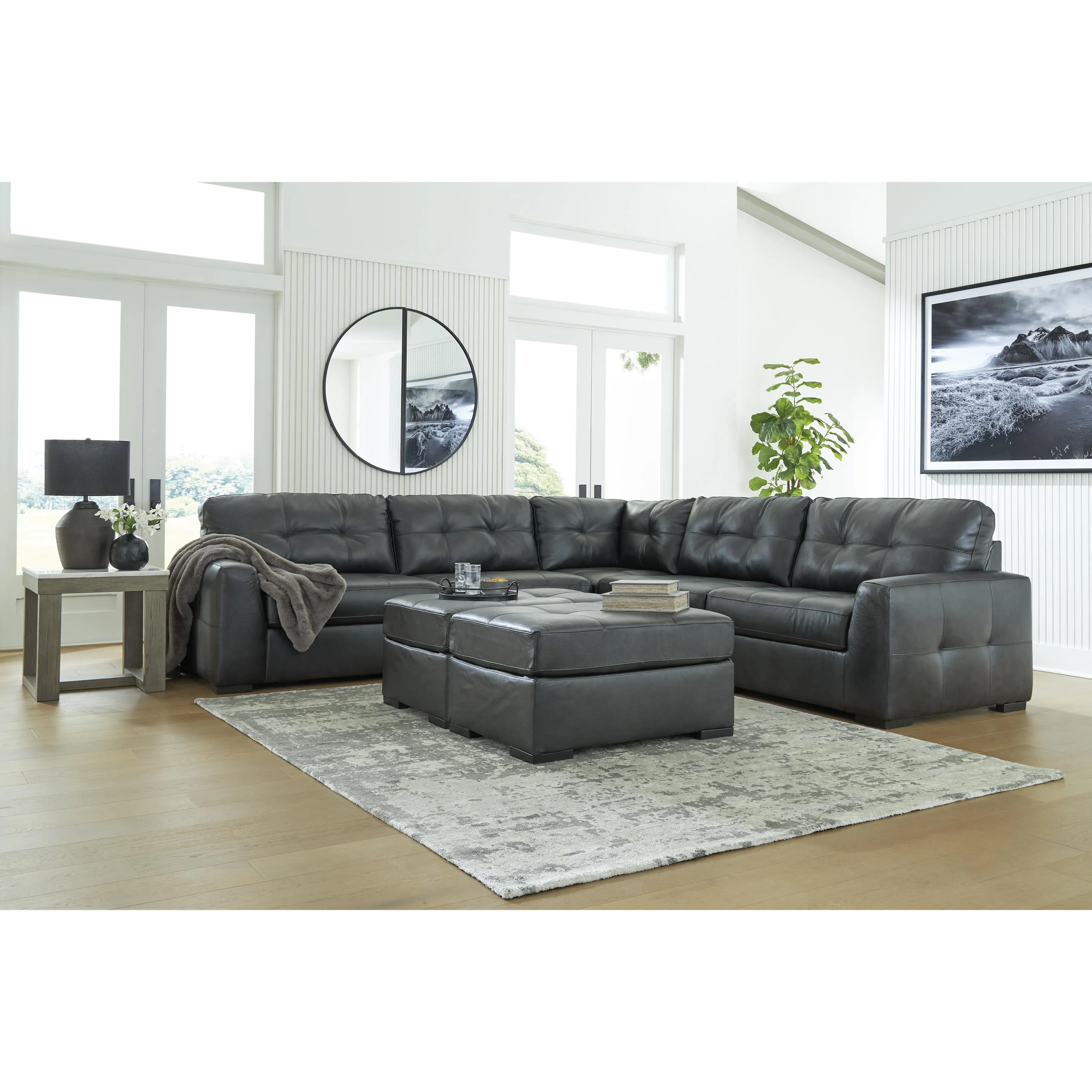 Signature Design by Ashley Brindley Pier Leather Match 5 pc Sectional 9950364/9950346/9950377/9950346/9950365