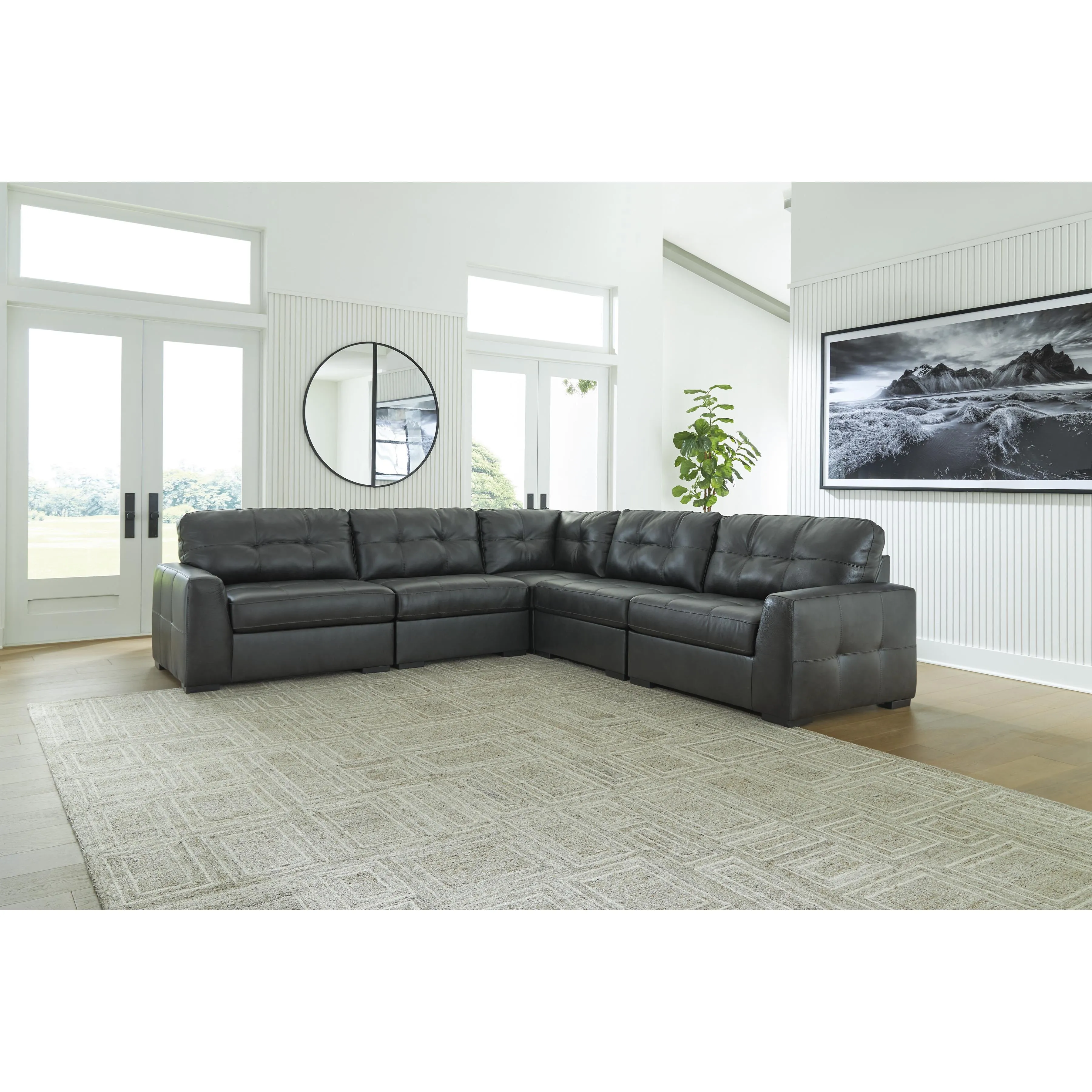 Signature Design by Ashley Brindley Pier Leather Match 5 pc Sectional 9950364/9950346/9950377/9950346/9950365