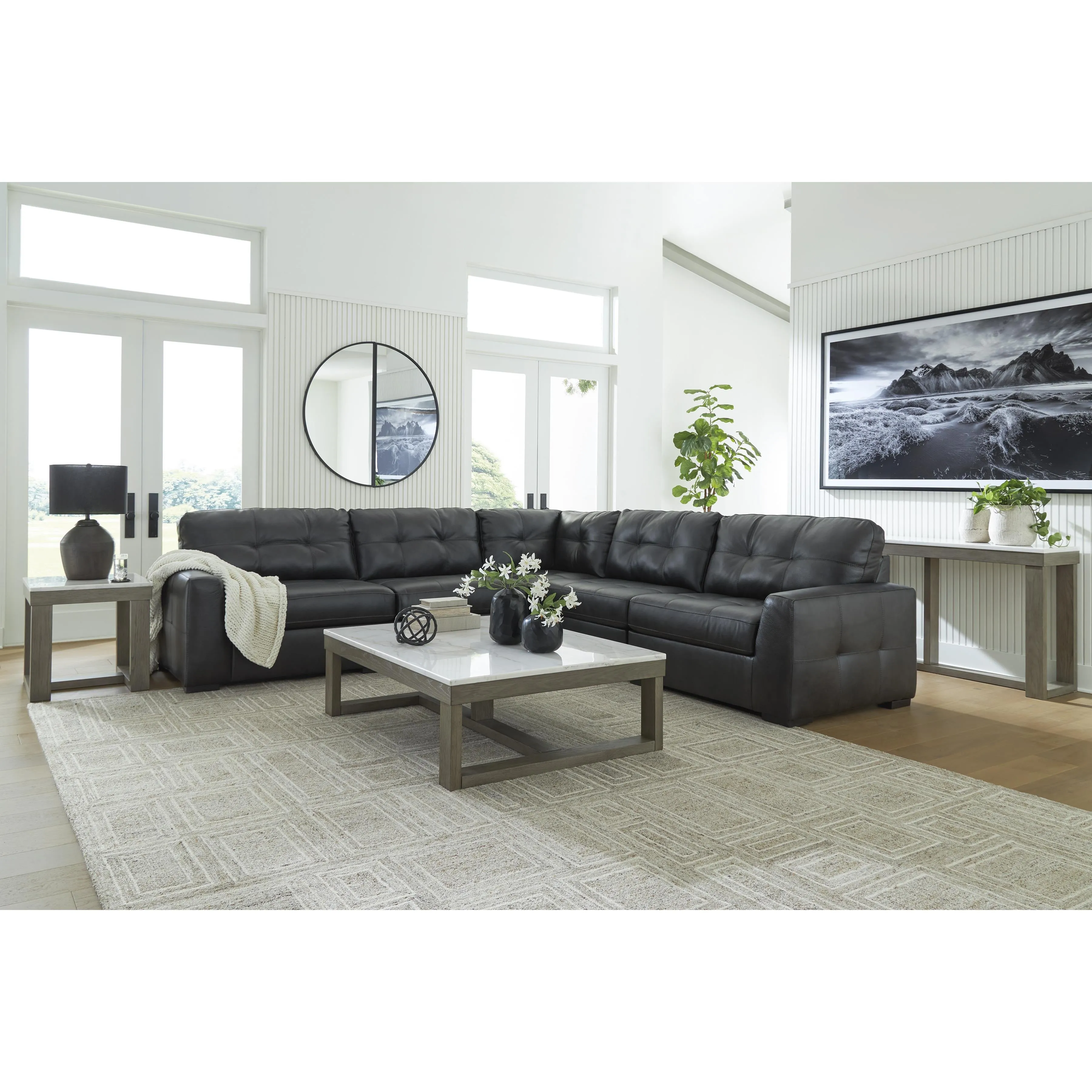 Signature Design by Ashley Brindley Pier Leather Match 5 pc Sectional 9950364/9950346/9950377/9950346/9950365