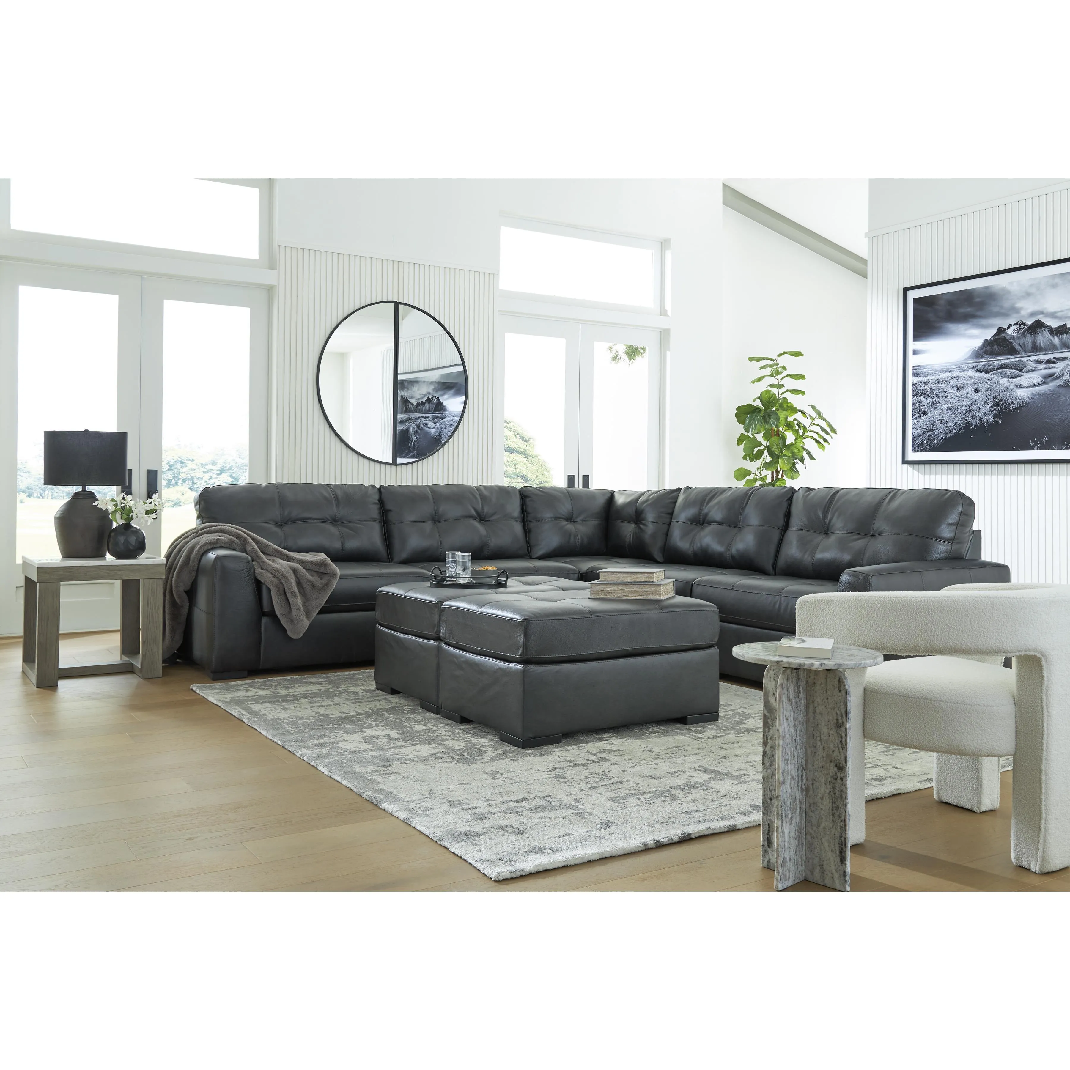 Signature Design by Ashley Brindley Pier Leather Match 5 pc Sectional 9950364/9950346/9950377/9950346/9950365