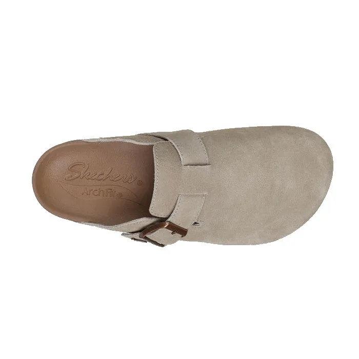 Skechers Womens Arch Fit Granola Happy Friday Clog Slide Taupe