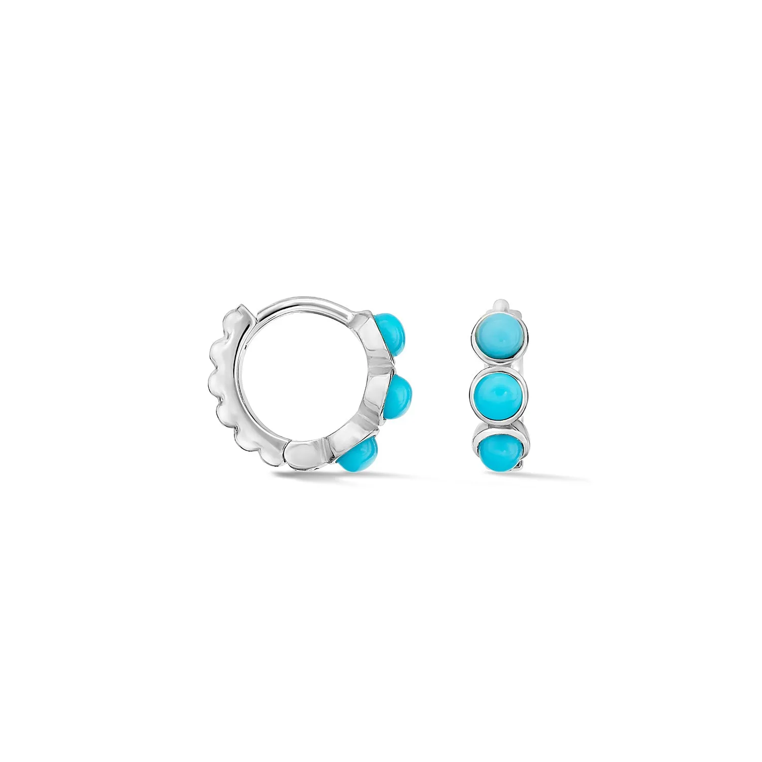 Small Azure Turquoise Huggie Hoops