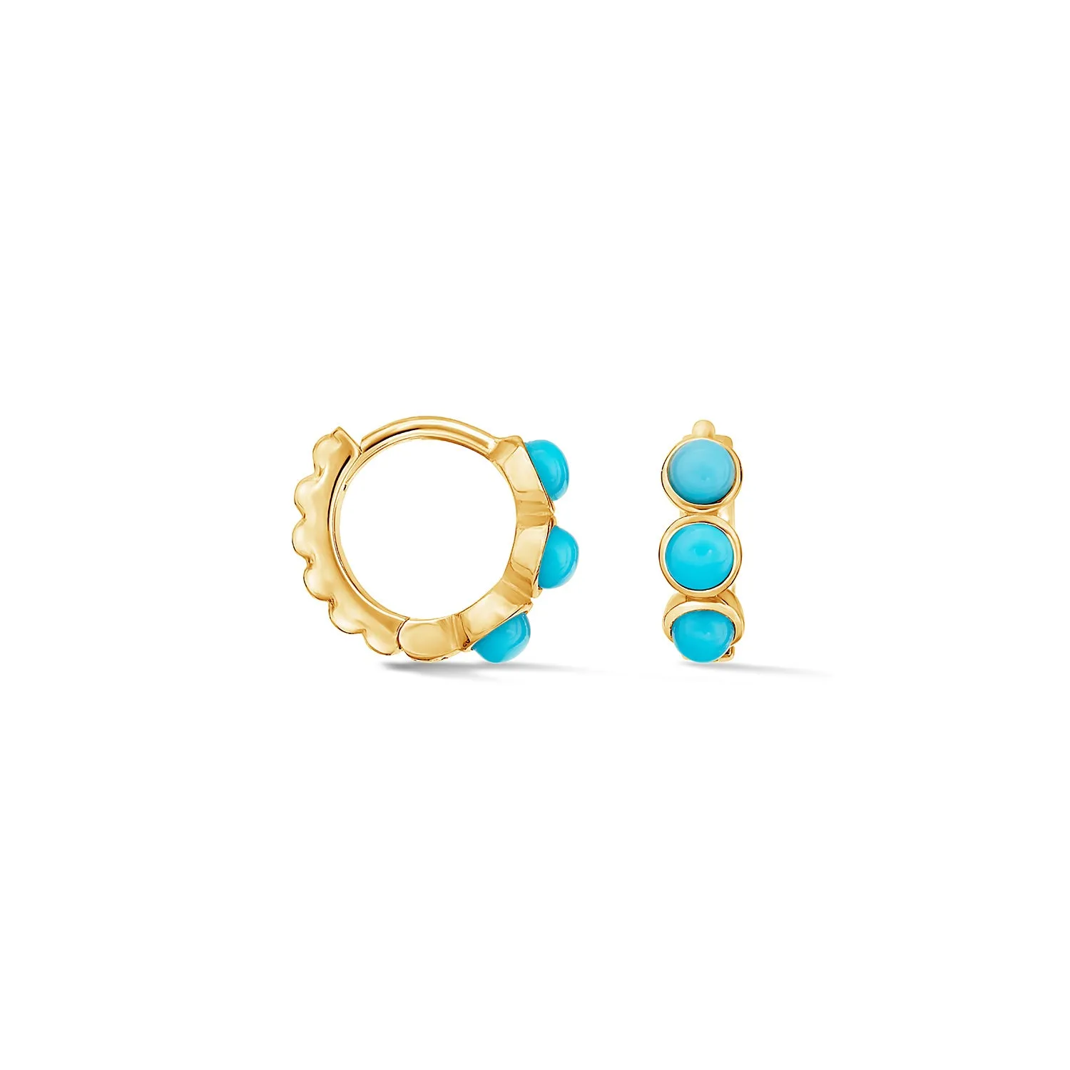 Small Azure Turquoise Huggie Hoops