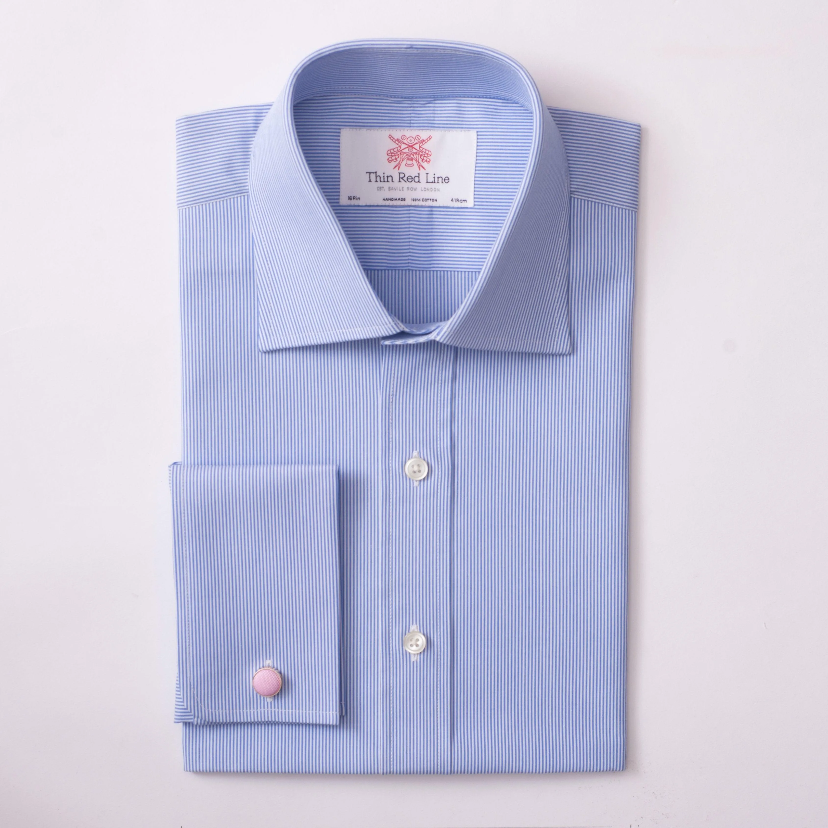 Small Bengal Stripe Azure Slim Shirt