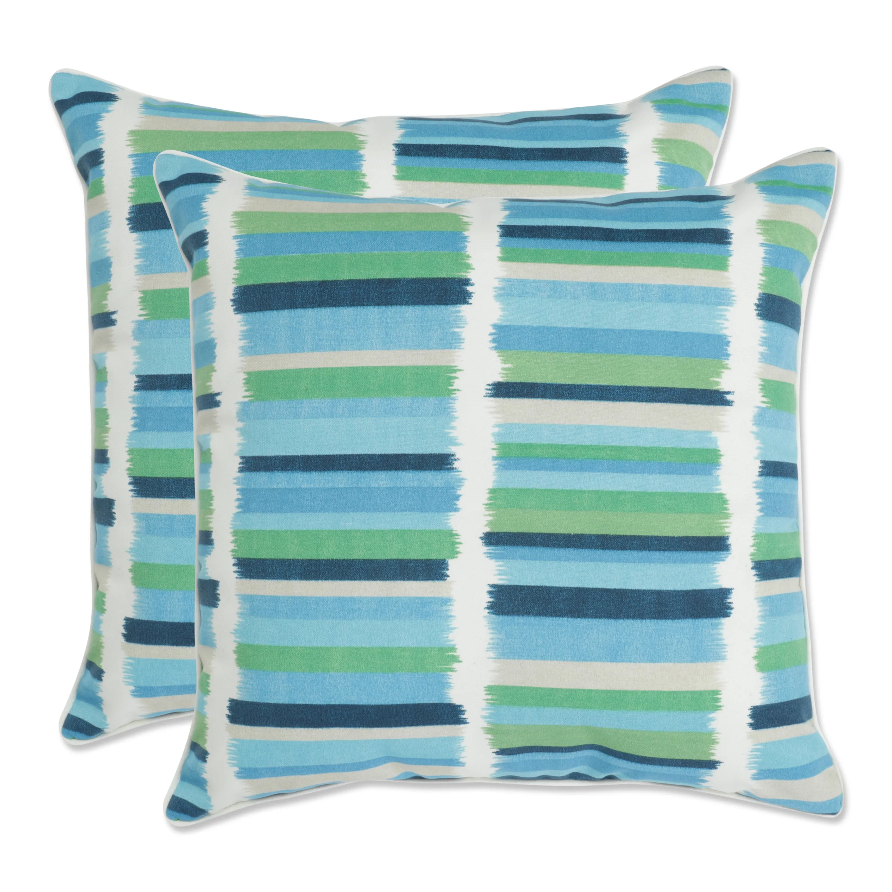 Solar Stripe Azure 16.5-inch Throw Pillow (Set of 2)