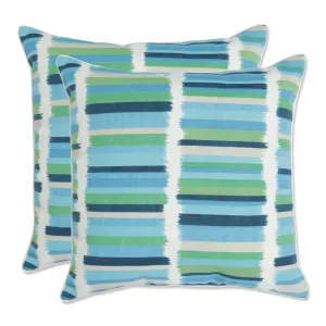 Solar Stripe Azure 16.5-inch Throw Pillow (Set of 2)