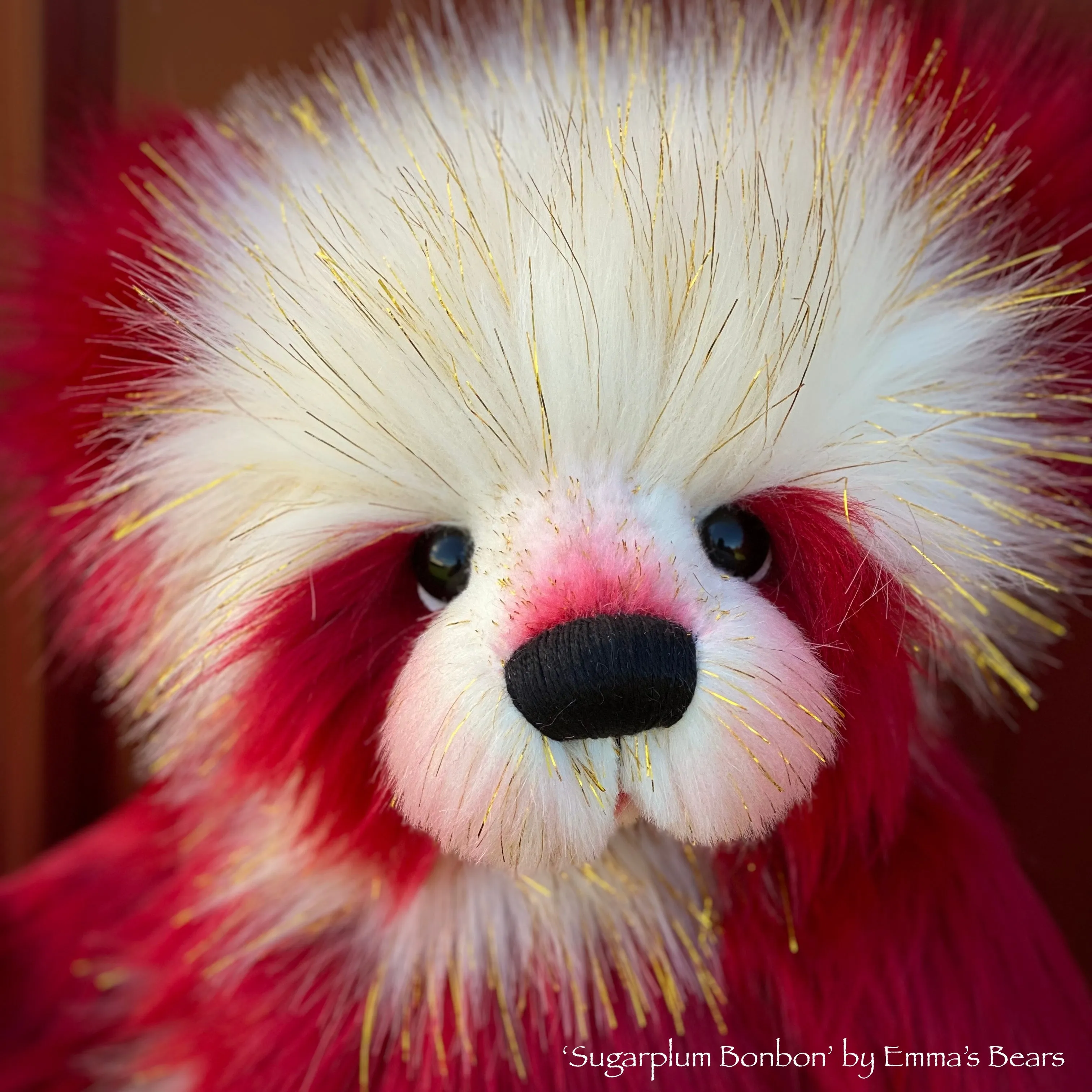 Sugarplum Bonbon - 18" Faux Fur Christmas Panda Bear by Emma's Bears - OOAK