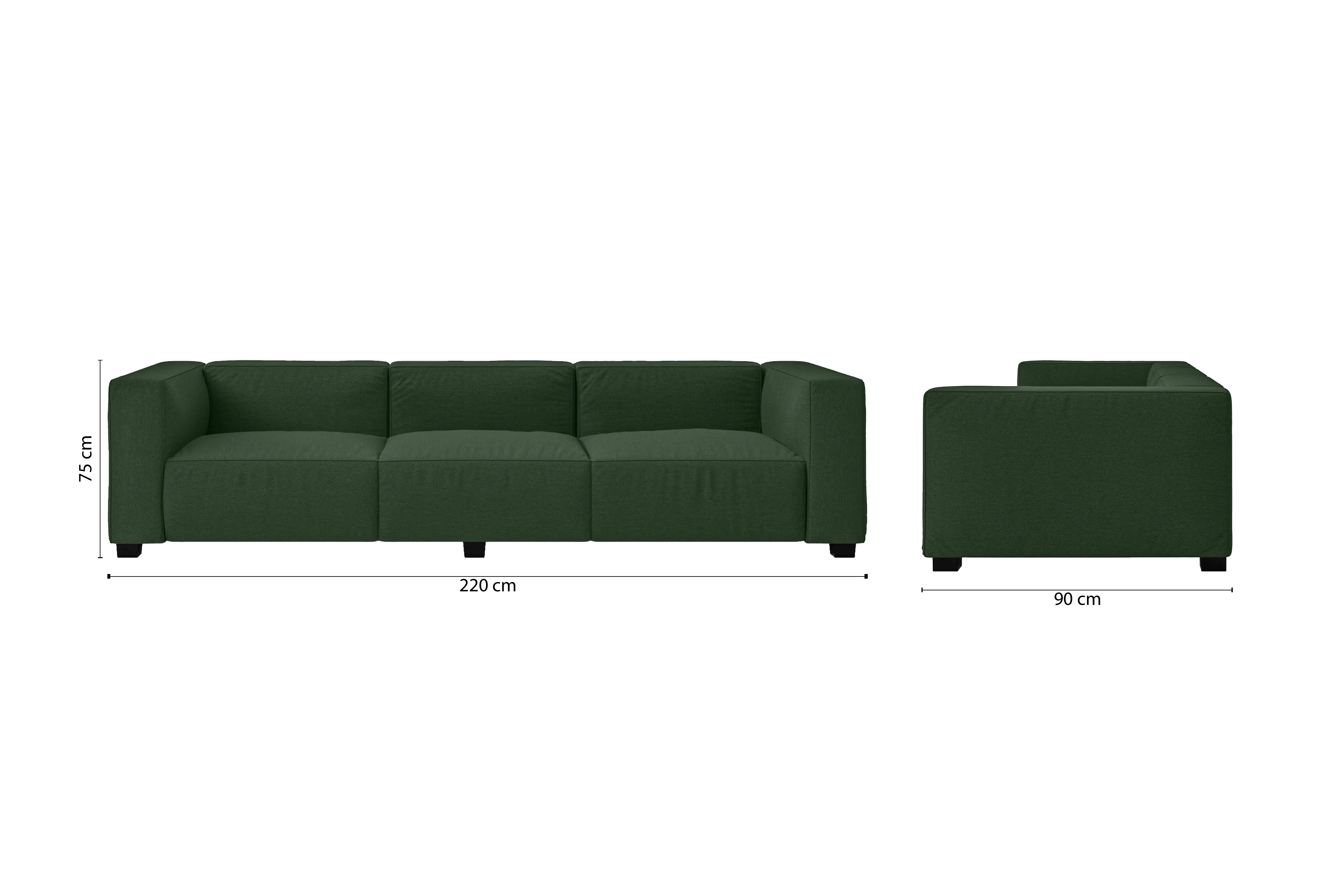 Taranto 3 Seater Sofa Forest Green Linen Fabric