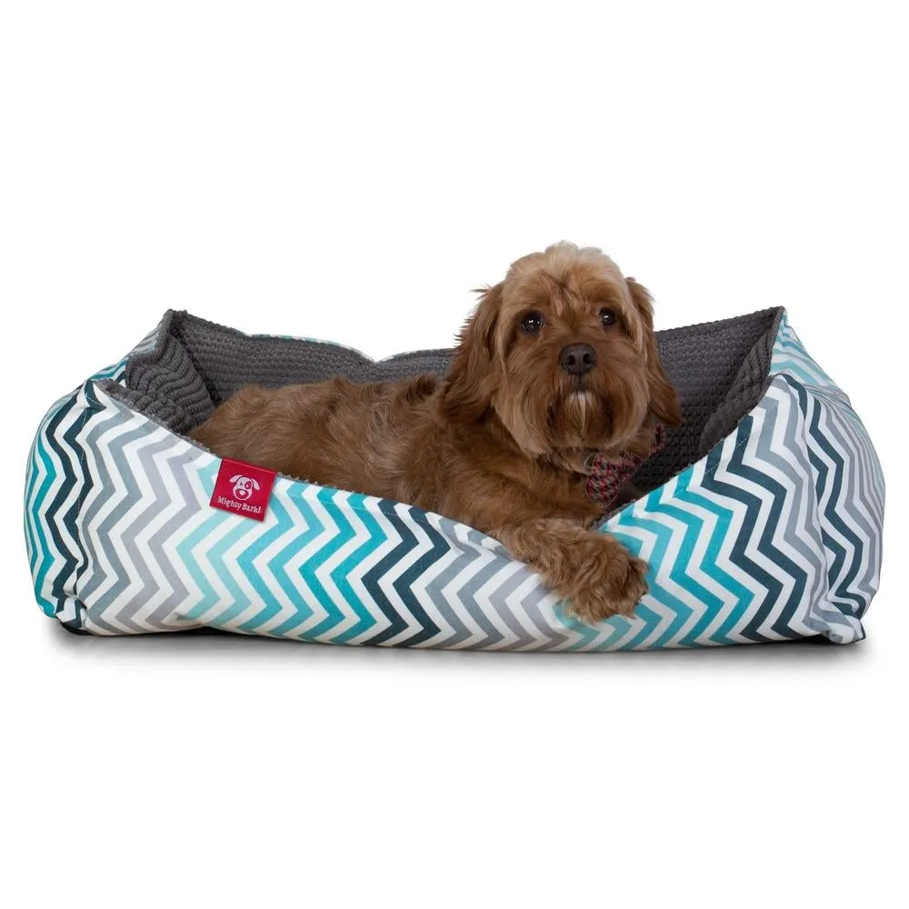 The Nest Orthopedic Memory Foam Dog Bed - Geo Print Chevron Teal