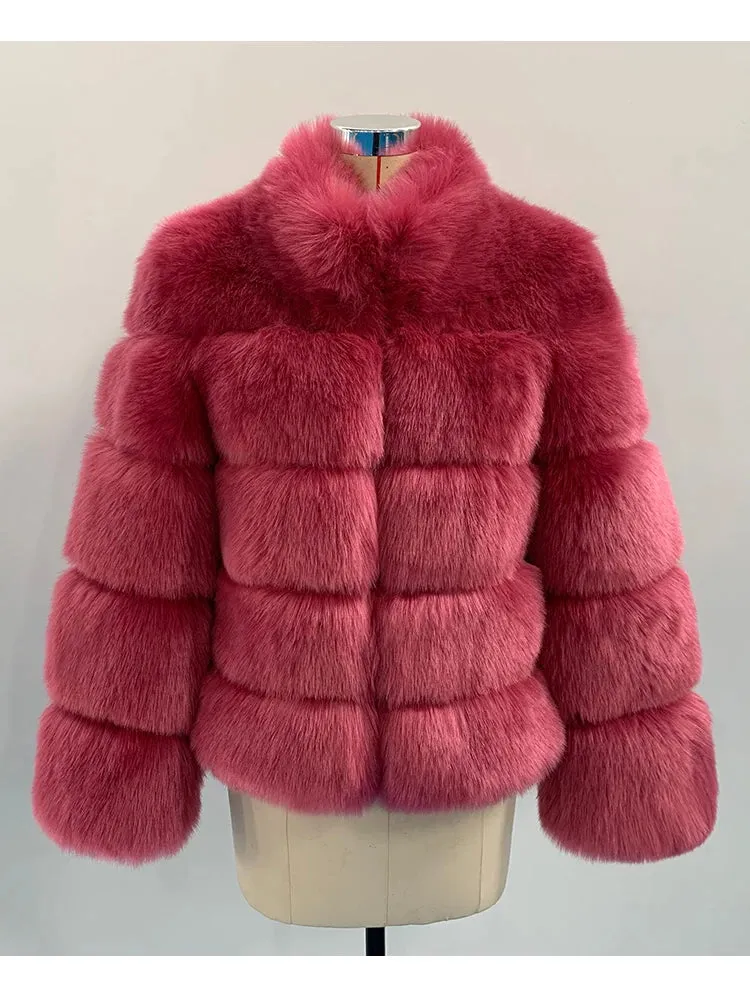 Thick Luxury Faux Fox Fur Coat