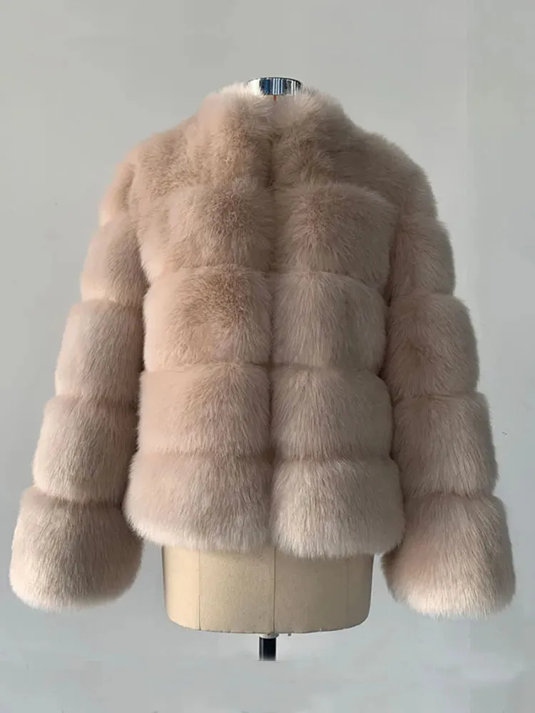 Thick Luxury Faux Fox Fur Coat