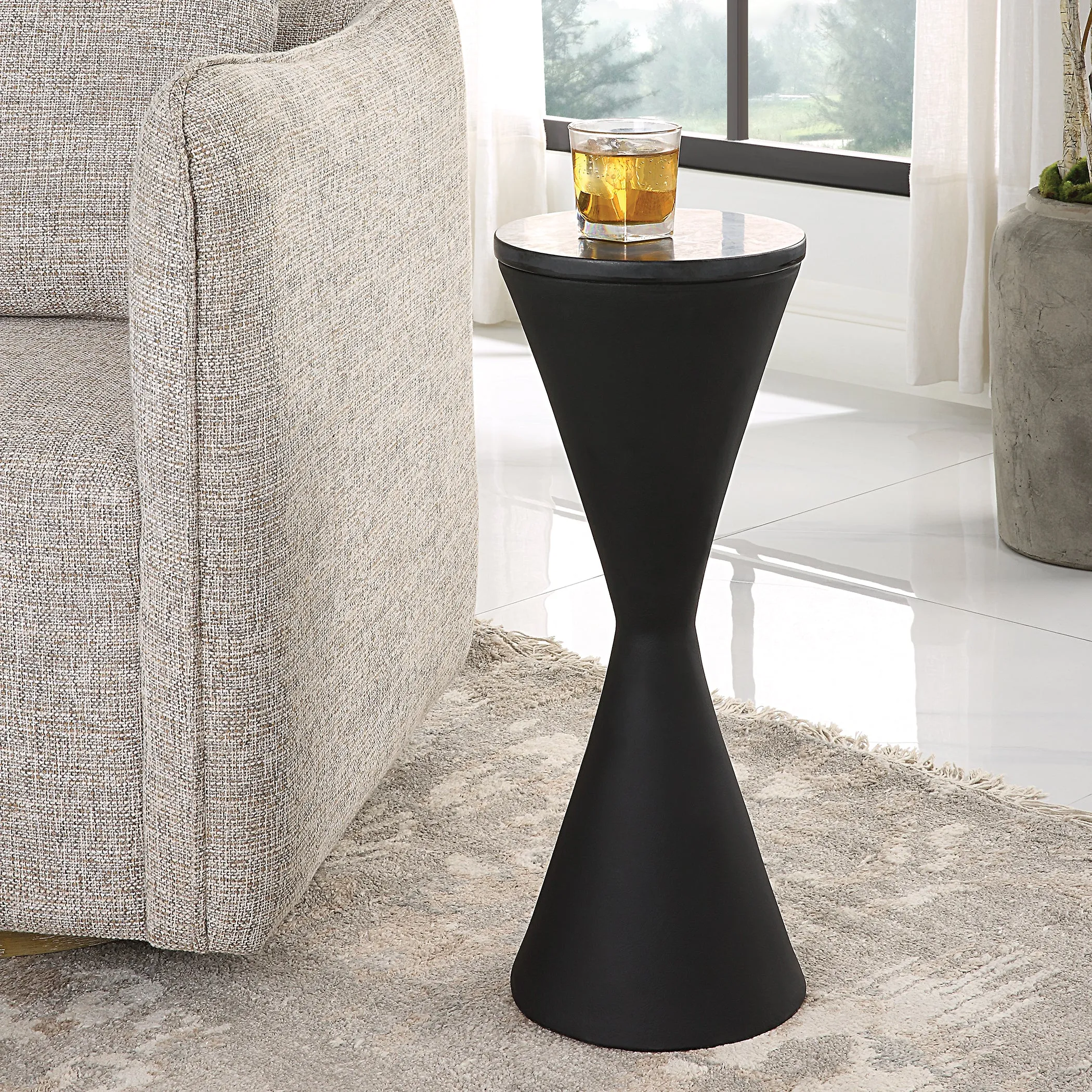 Time's Up Hourglass Shaped Drink Table