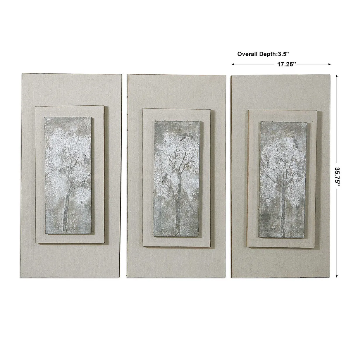 Triptych Trees Hand Painted Art Set of 3