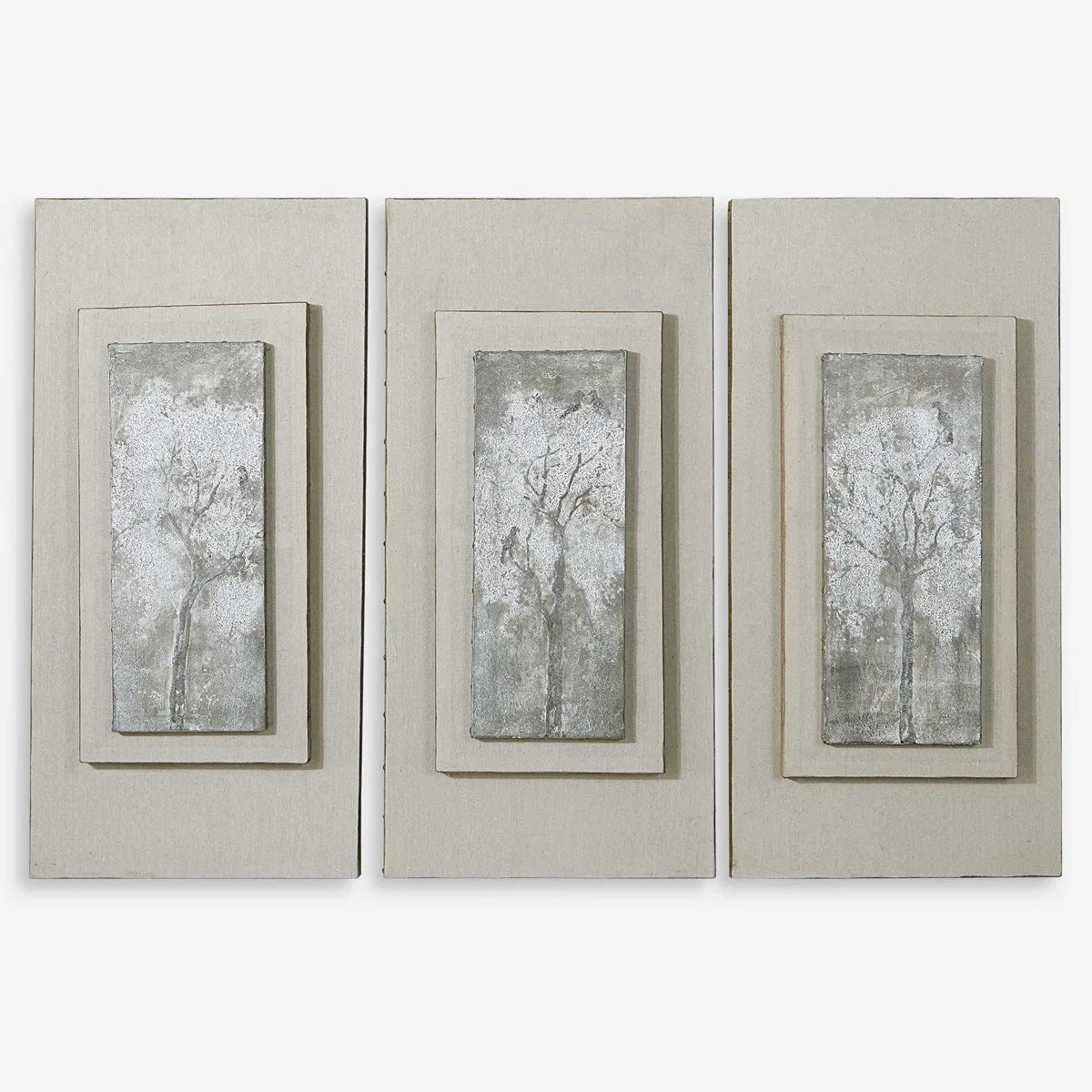 Triptych Trees Hand Painted Art Set of 3