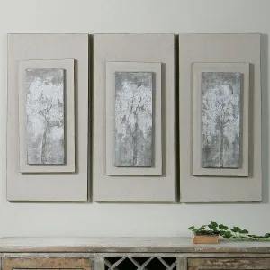 Triptych Trees Hand Painted Art Set of 3