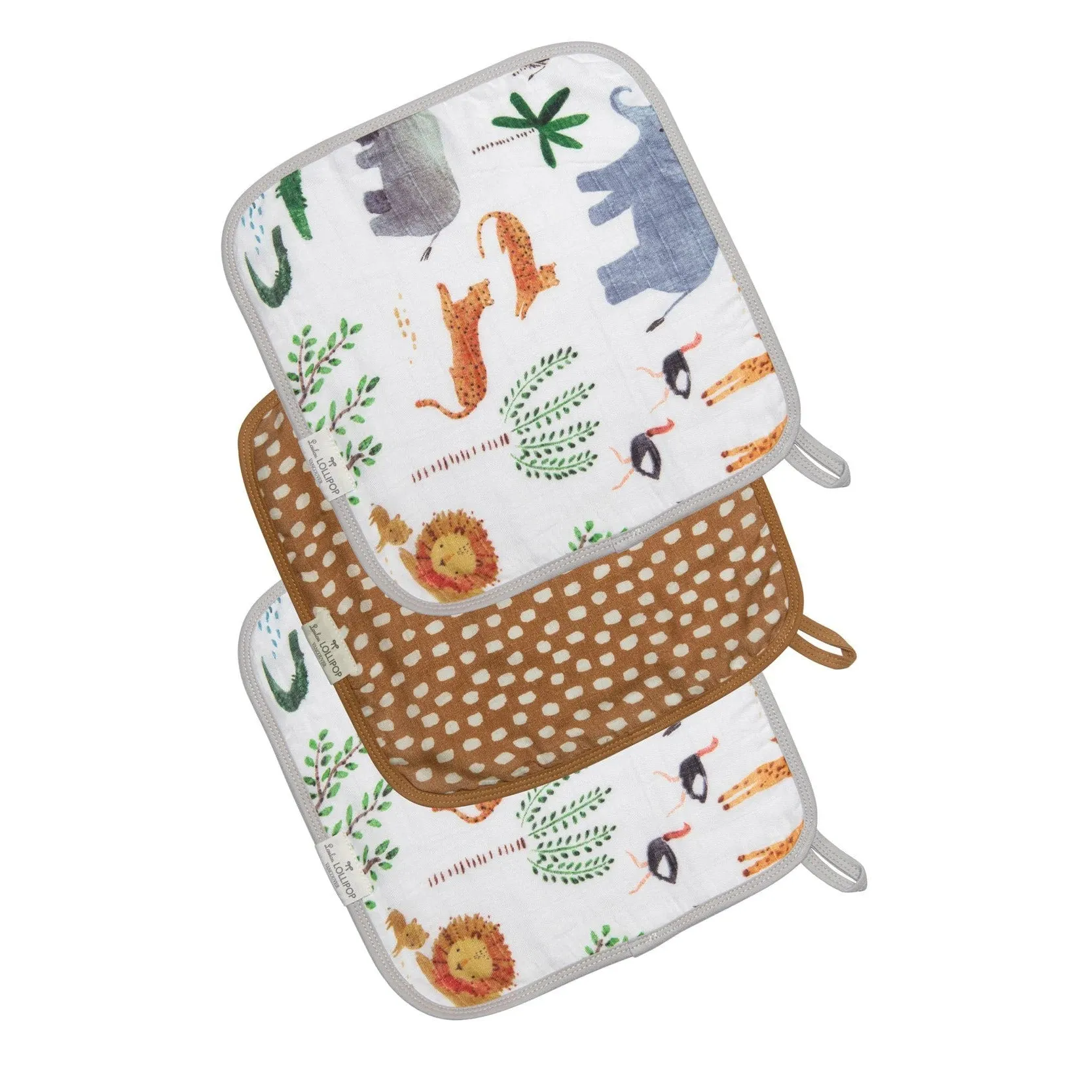 washcloth 3-piece set - safari jungle