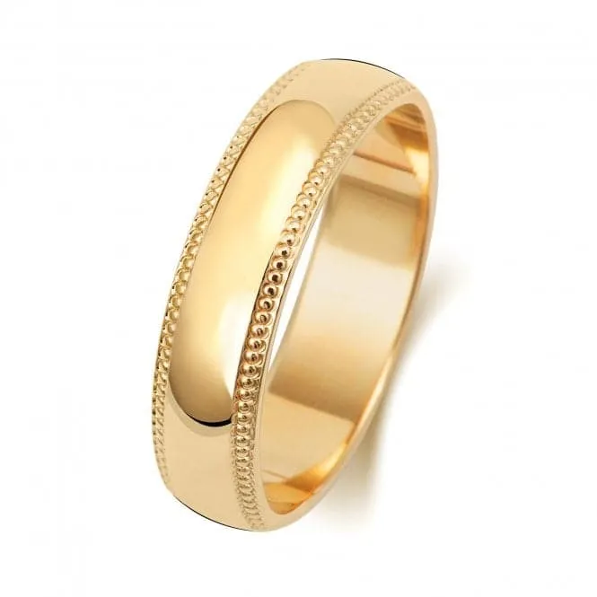 Wedding Band 18K D Shape Millgrain 4 mm-1.2 Wedding  Ring WQ185M