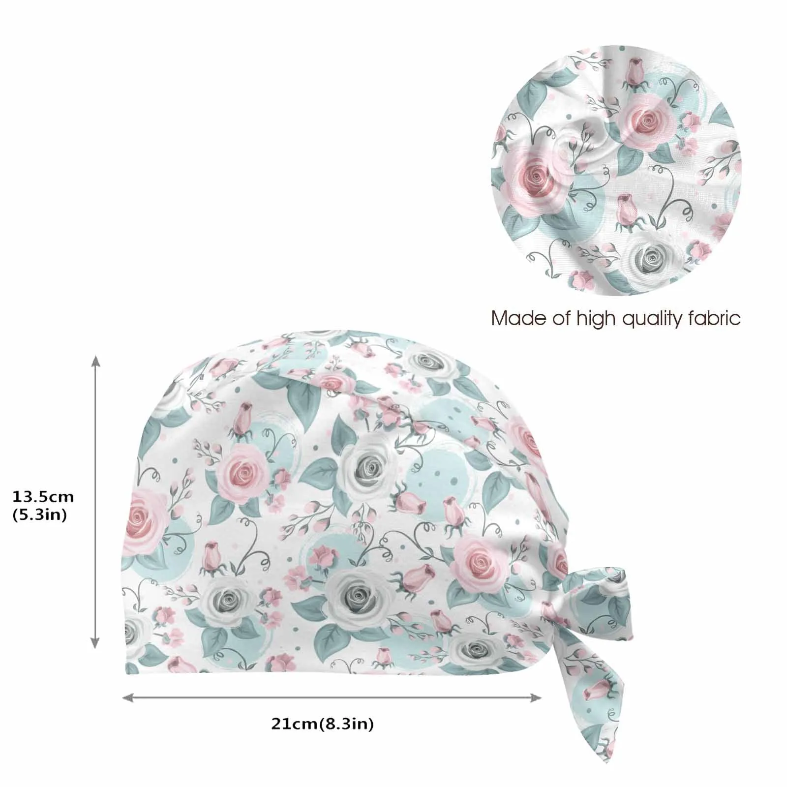 White Pastel Roses  Scrub Cap